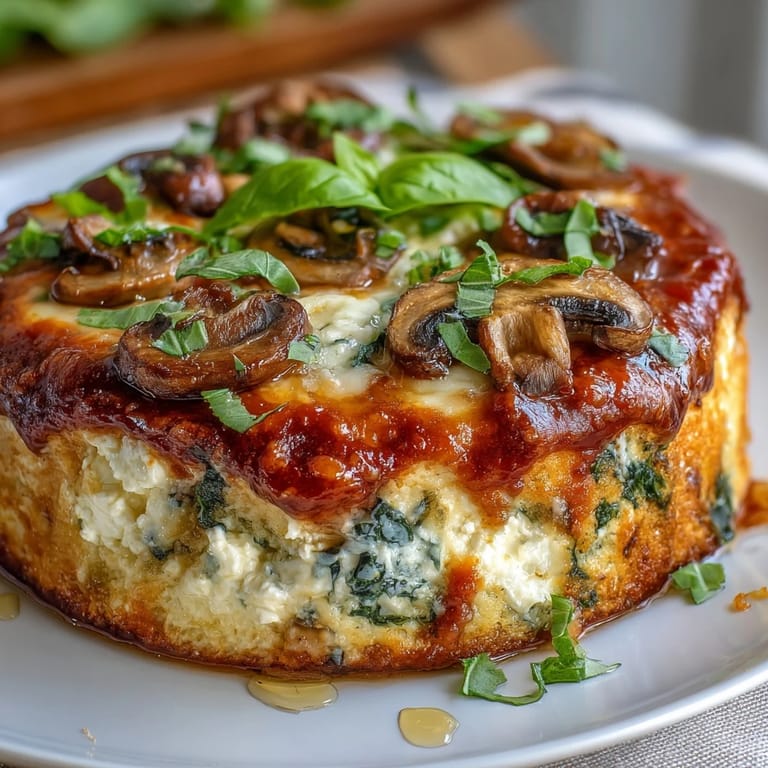 Fresh spinach and mushrooms create a savory, low carb twist on pizza night.