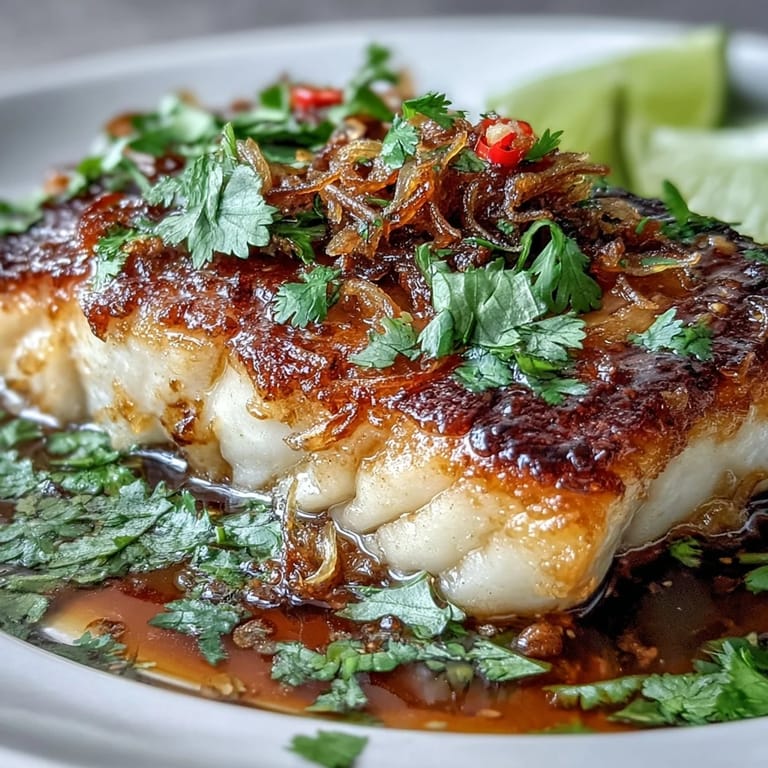 Thai-inspired chilli lime fish with fresh herbs and crunchy shallots, perfect for a quick, gluten-free dinner with bold Southeast Asian flavors.