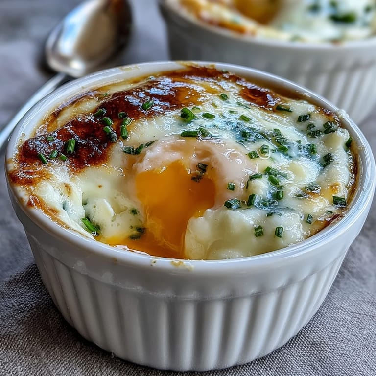 Rich custard-baked eggs topped with parmesan and parsley, an easy French-inspired breakfast or light supper.