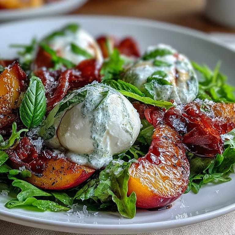 This vibrant Burrata and Peach Summer Salad looks perfect for a light lunch.