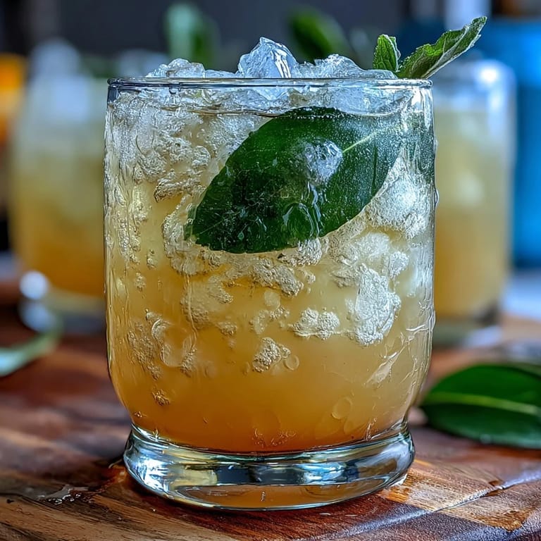 Healthy Ginger Prebiotic Lemonade, garnished with lemon and mint, served in a tall glass.