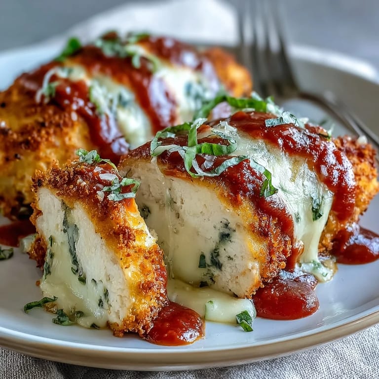 Classic chicken Parmesan made in the air fryer, with crunchy Parmesan-crusted chicken breasts layered with marinara and bubbling mozzarella for a family favorite.