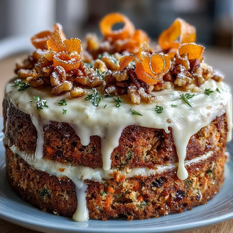 Elegant layered carrot cake decorated with candied carrot curls, perfect for festive Easter gatherings.