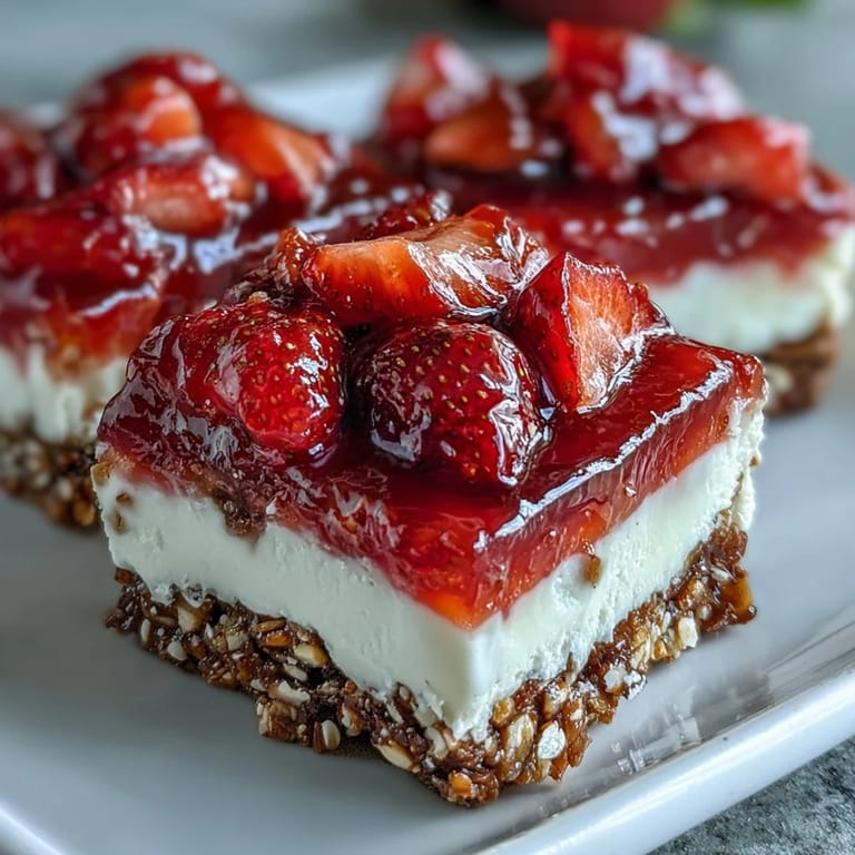 Showcasing delicious strawberry pretzel salad bars, a crowd-pleasing treat.