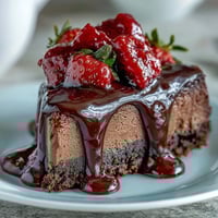 Decadent Dubai-inspired chocolate strawberry cheesecake cups with creamy layers and fresh berries, served chilled in clear dessert cups.