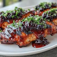 Vibrant Fricy Blackberry Jalapeño BBQ Sauce shimmering, ready for summer grilling.